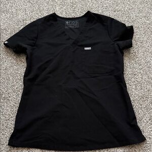 FIGS Black V-Neck Catarina Scrub Top